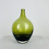Vase scandinave verre soufflé vert, vintage