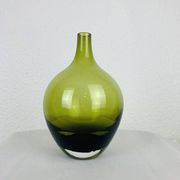 Vase scandinave verre soufflé vert, vintage