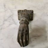 19th century cast iron door knocker, hand shape