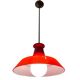 Suspension industrielle vintage en verre rouge des années 1950