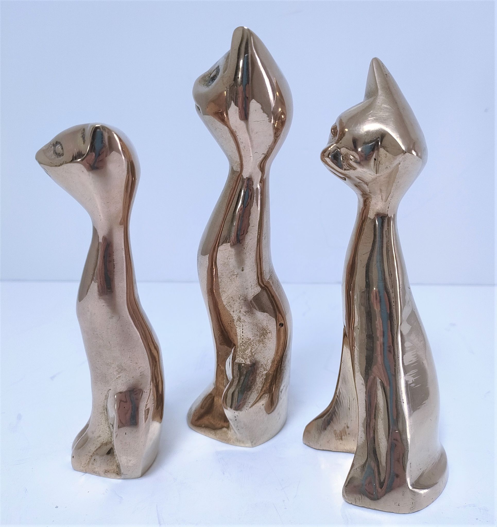 Trois chats laiton massif design années 80