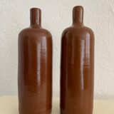 Duo of vintage bottles enamelled sandstone