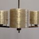 Three-light chandelier in mother-of-pearl and brass, Maison Arlus, France, circa 1950.