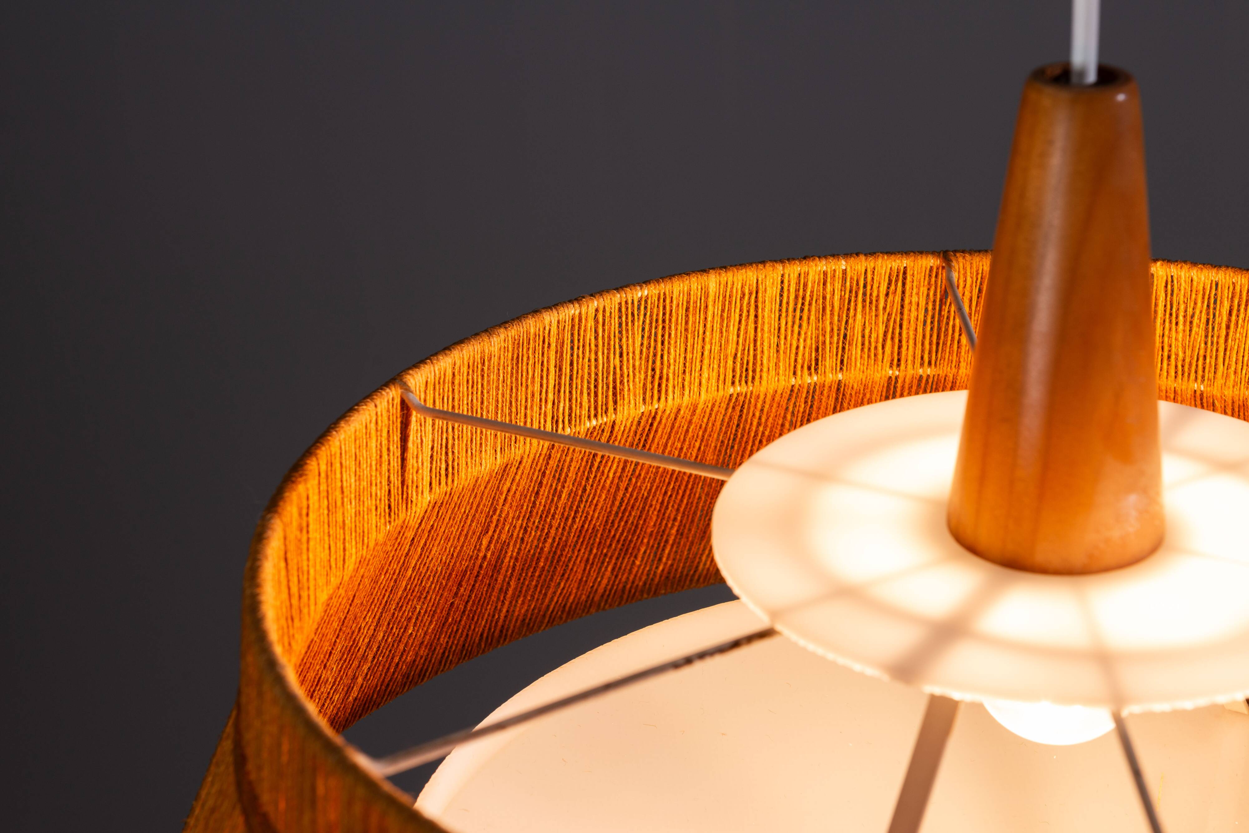 Temde teak and sisal pendant