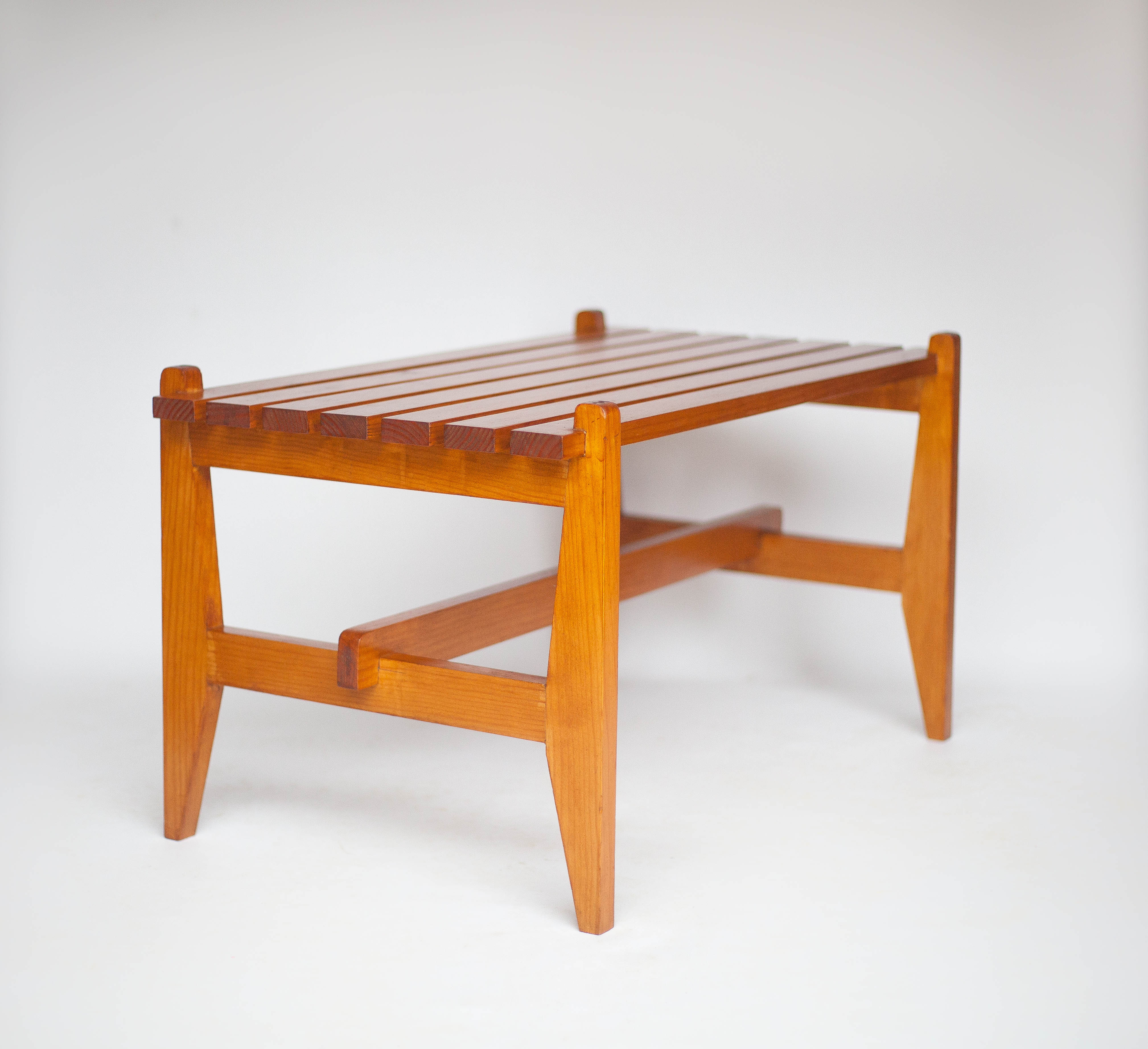 Table basse bois bois à lattes, décoration intérieur
