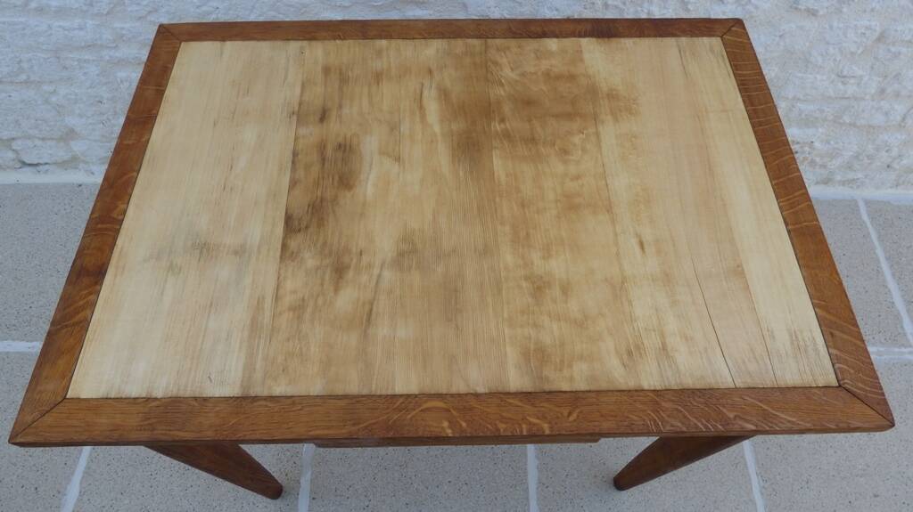 Italian wooden table with 2 extensions from 90 cm to 150 cm, completely restored