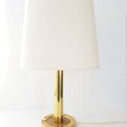 Chic living room lamp golden brass & faux leather 1970 adjustable height 70s 70'