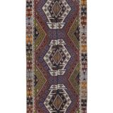 Ancient Turkish Anatolian Tribal Kilim, Geometric Organic Wool Kilim Rug