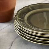 5 Lunéville Moss Green dessert plates.