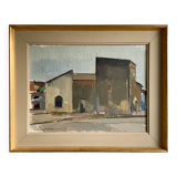 Huile sur toile vintage signée moderniste Gustav Adolf Johansson années 1960