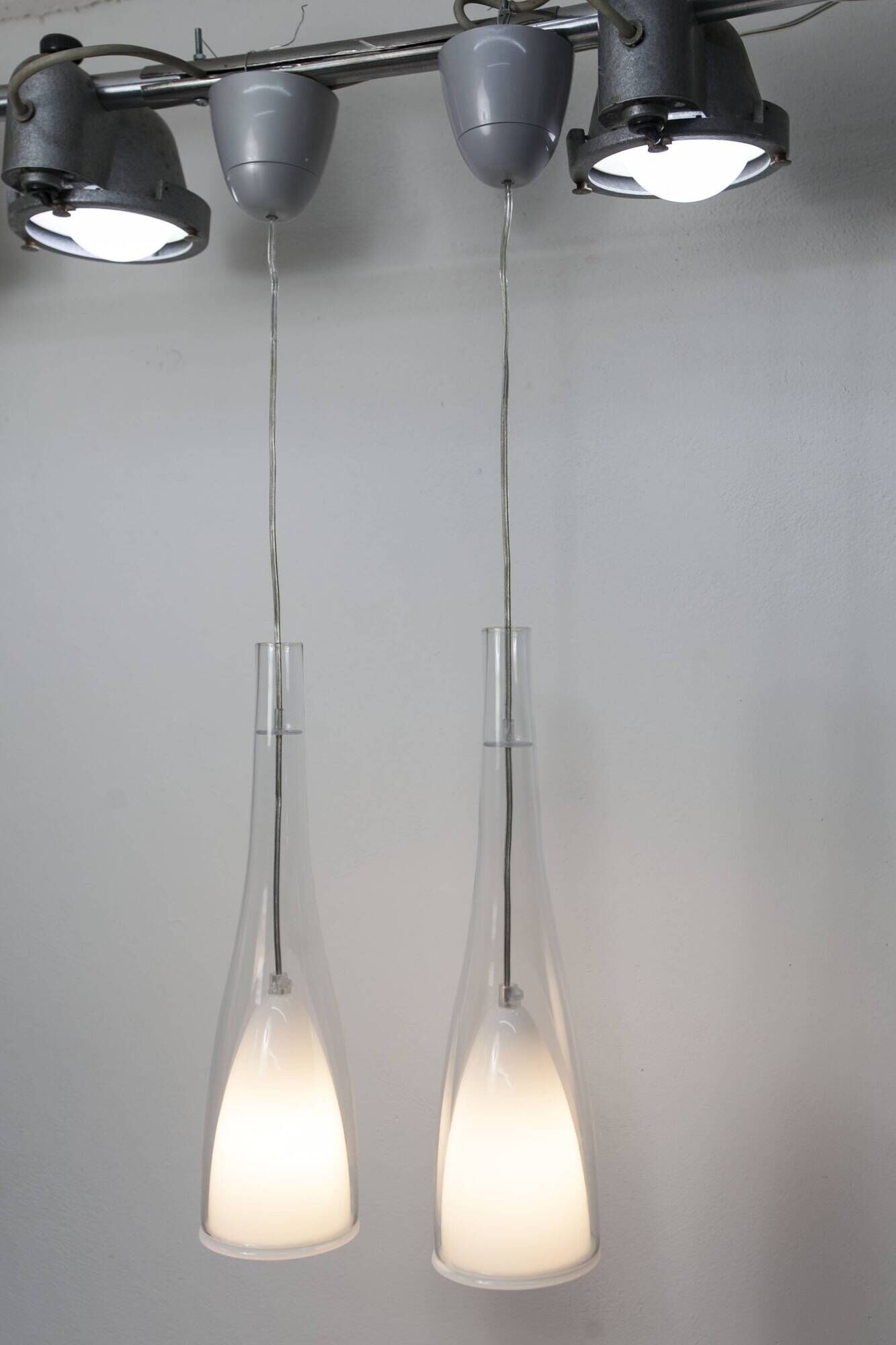 IKEA Klockspel 1980 pair of pendant lights cleaned and functional.