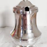 Mustard pot, jam pot, jam jar, sugar bowl, in silver metal