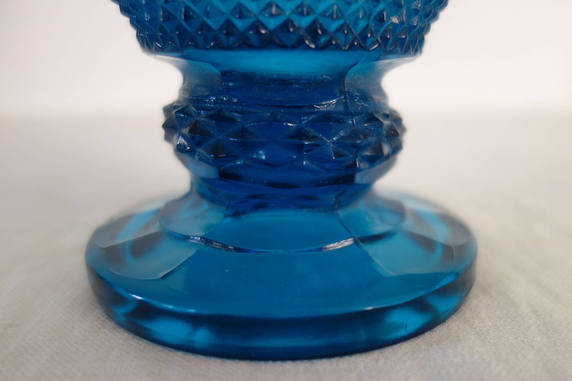 Vintage cut glass blue pitcher