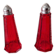 Red glass salt and pepper shaker