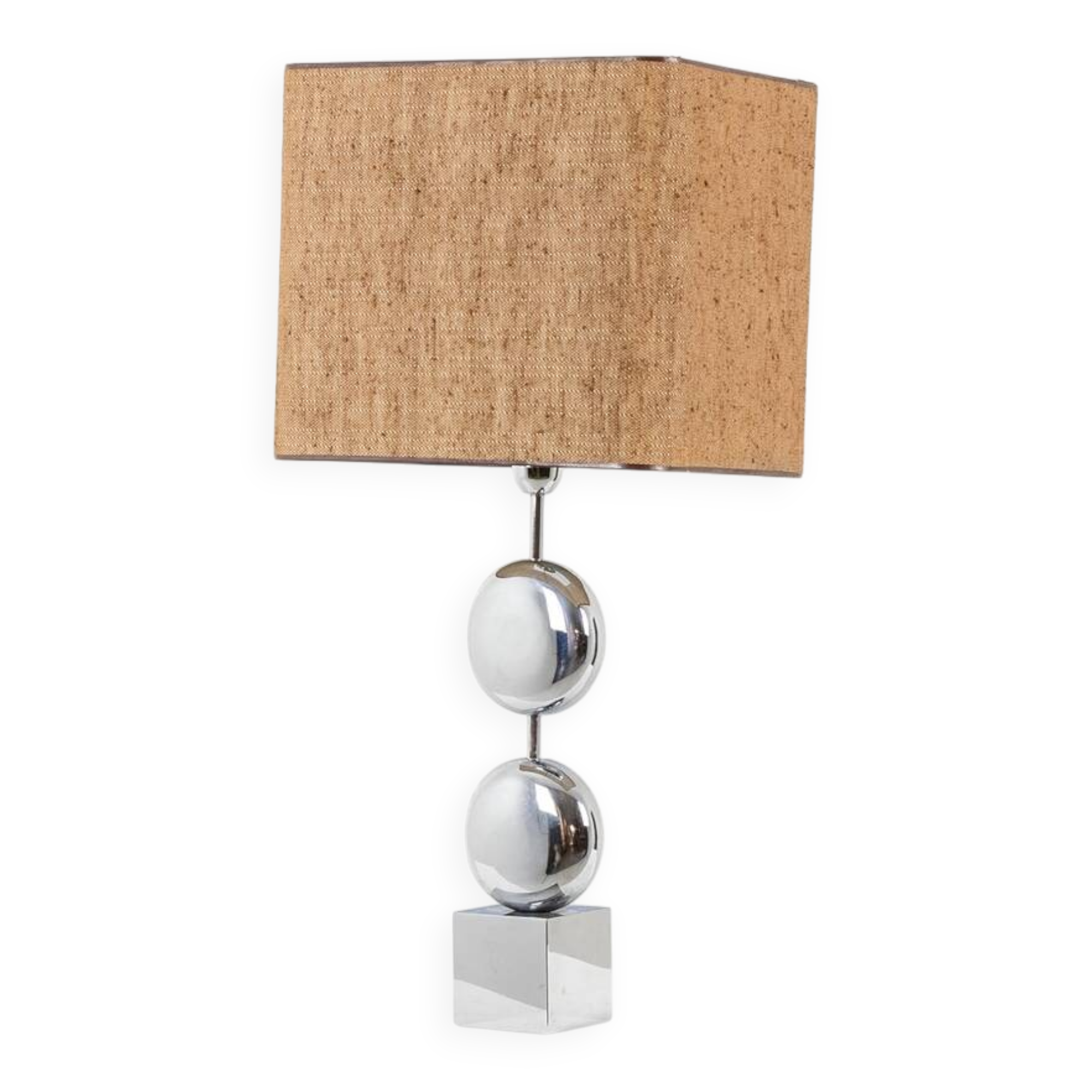 Chrome-plated metal lamp. Signed Chalier Paris. 1970s