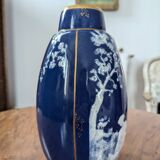 Blue Limoges porcelain vase