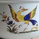 Saladier vintage faïence blanche oiseau exotique style Moustiers