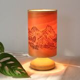 Lampe en grès et bois, années fin 70/début 80