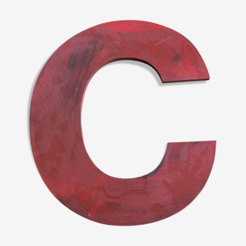 Letter sign C in wood