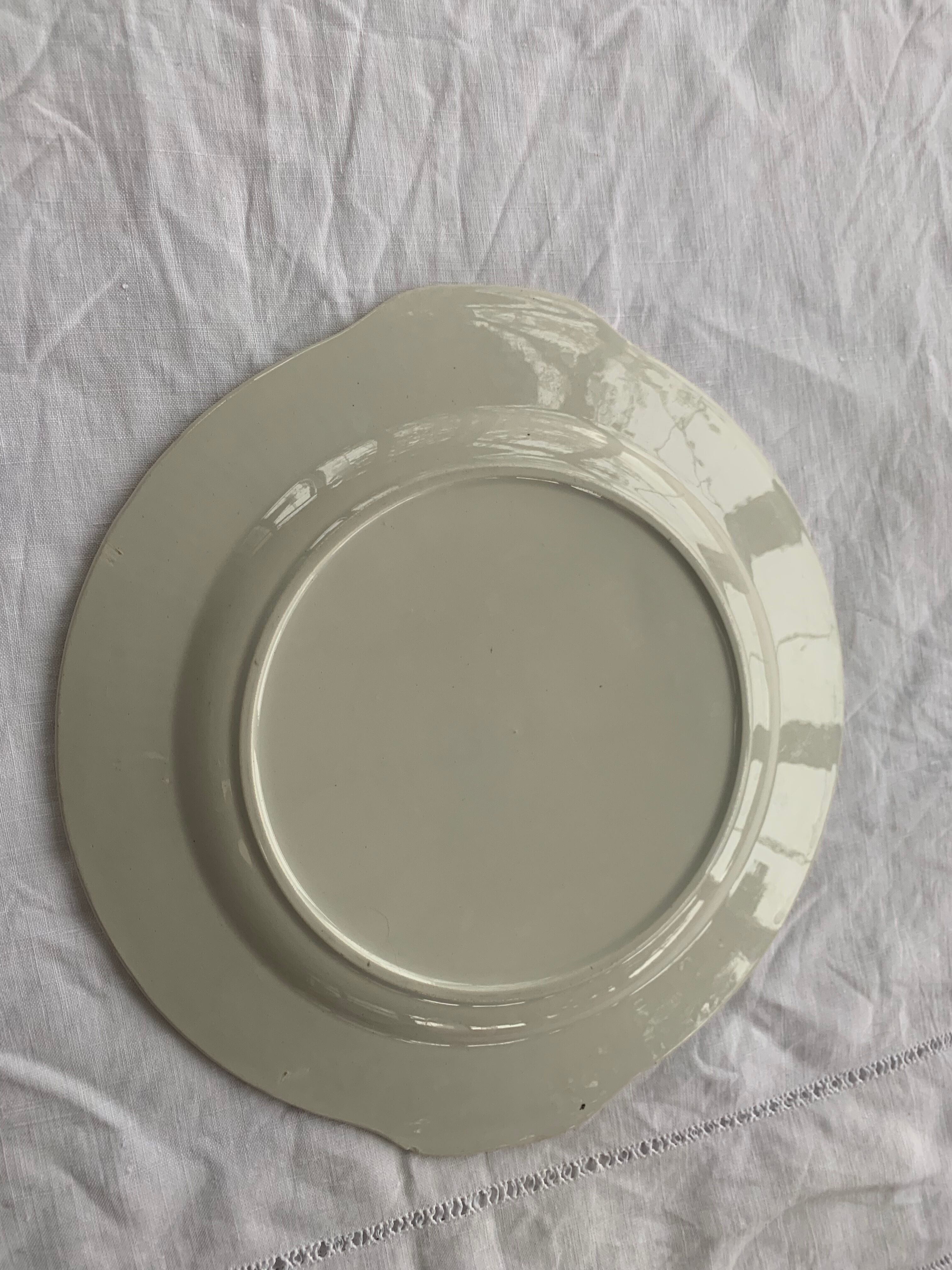 Plat à gâteaux en faïence motif cachemire vintage