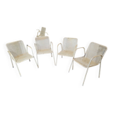 4 fauteuils de jardin en métal perforé