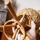 Pair of bedside lamps in rope and rattan