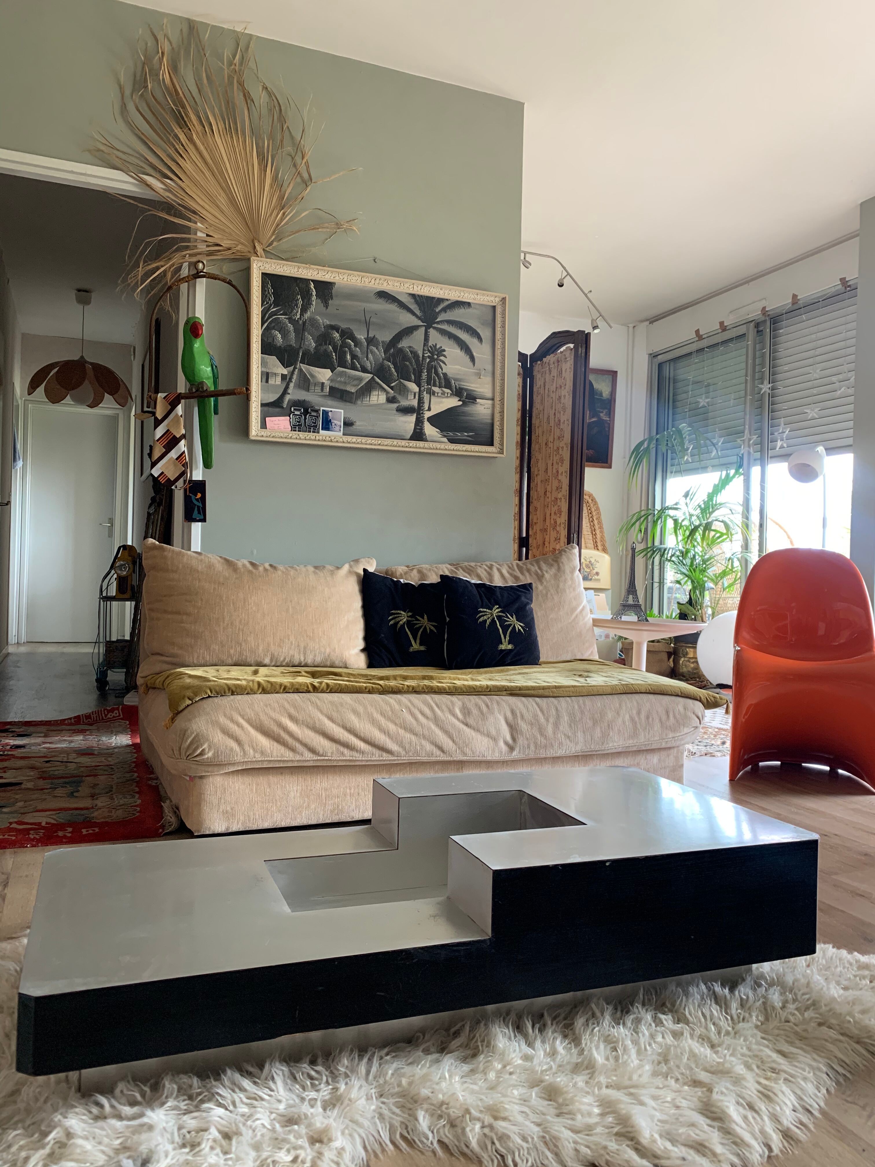Table basse aluminium et bois