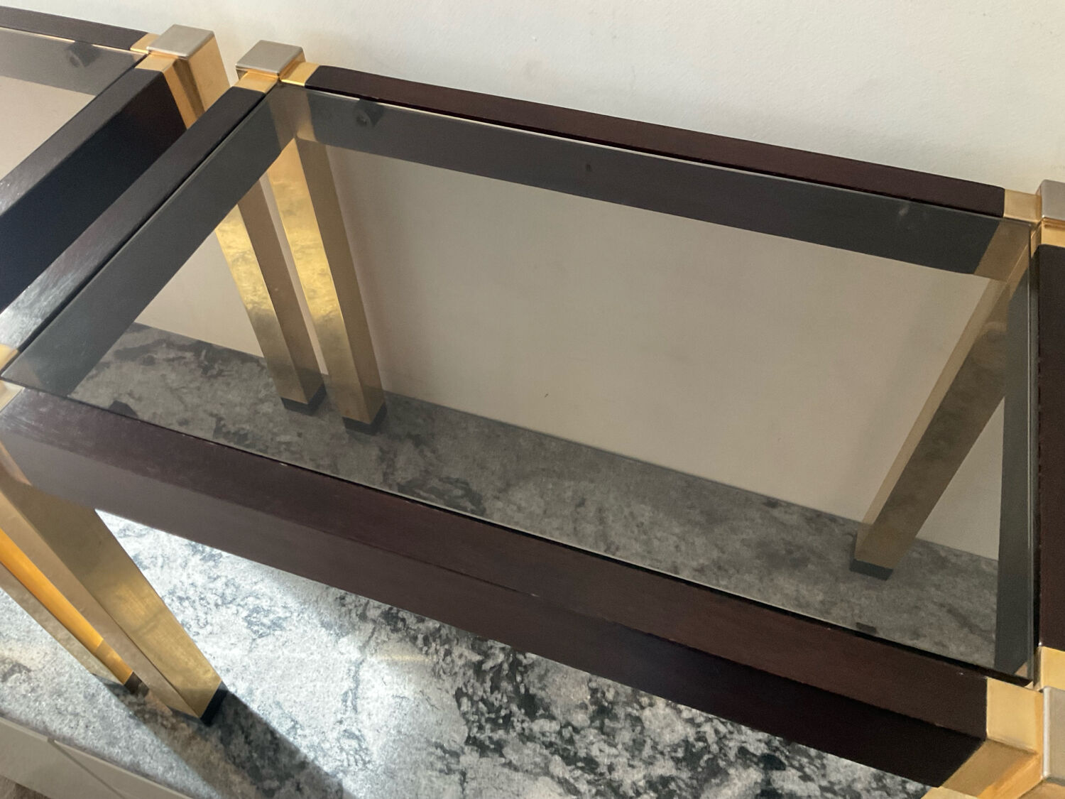 Pair of Hollywood Regency style side tables