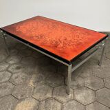 Glass coffee table by Jean René Talopp, 1970s