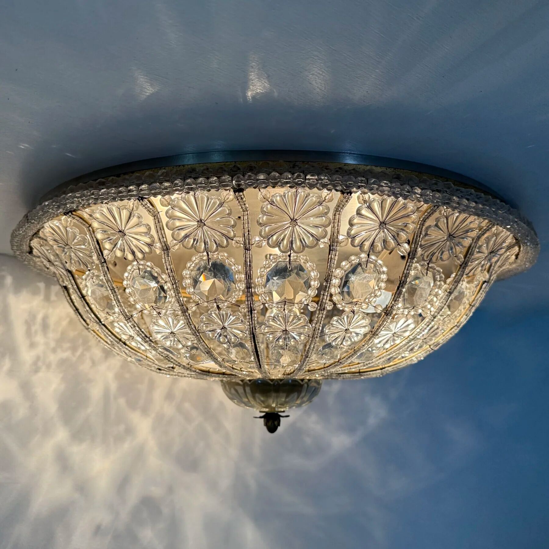 Large crystal Banci Italy ceiling lamp, 1960s
