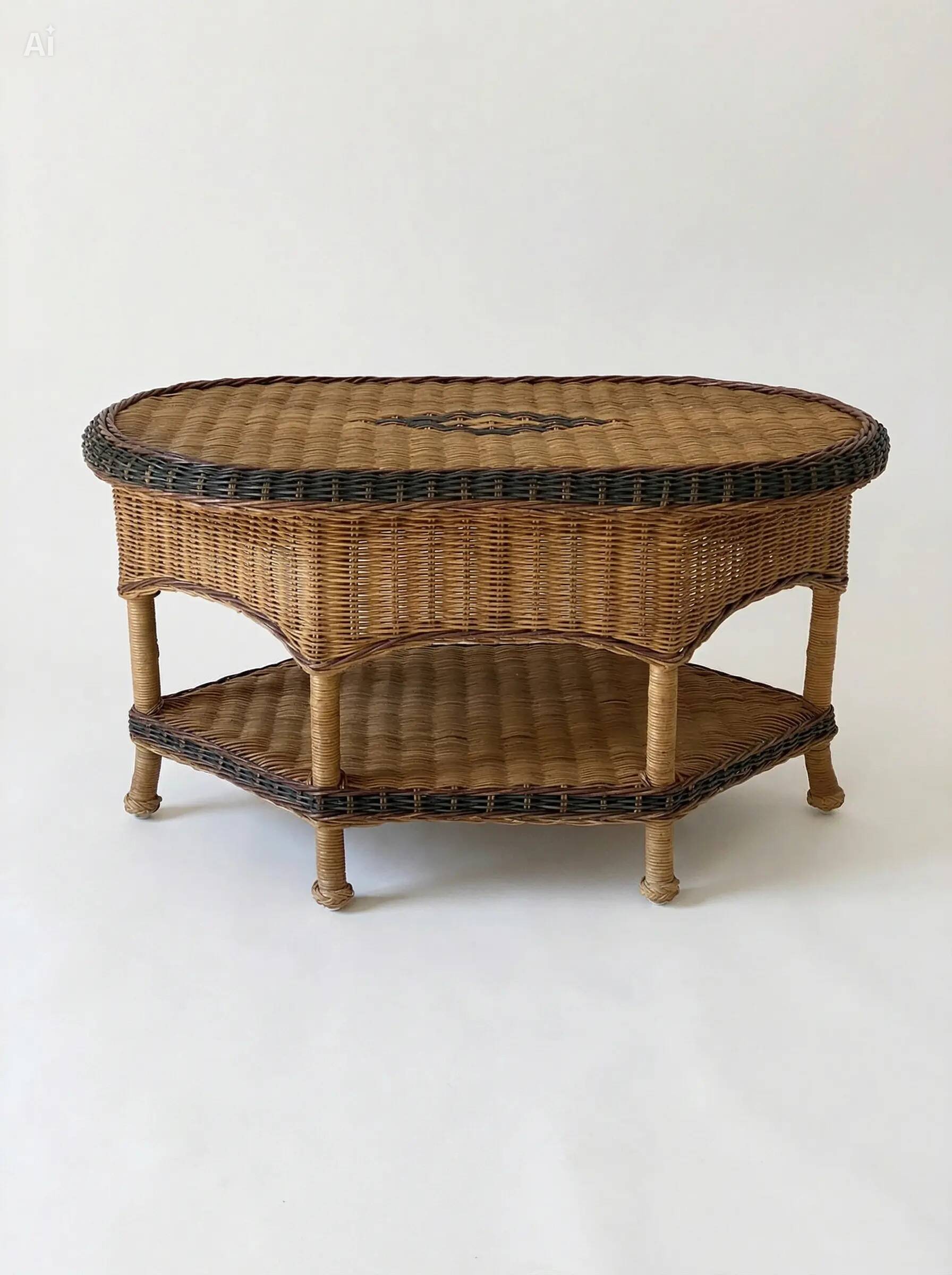 Vintage rattan coffee table – 1970s Riviera spirit
