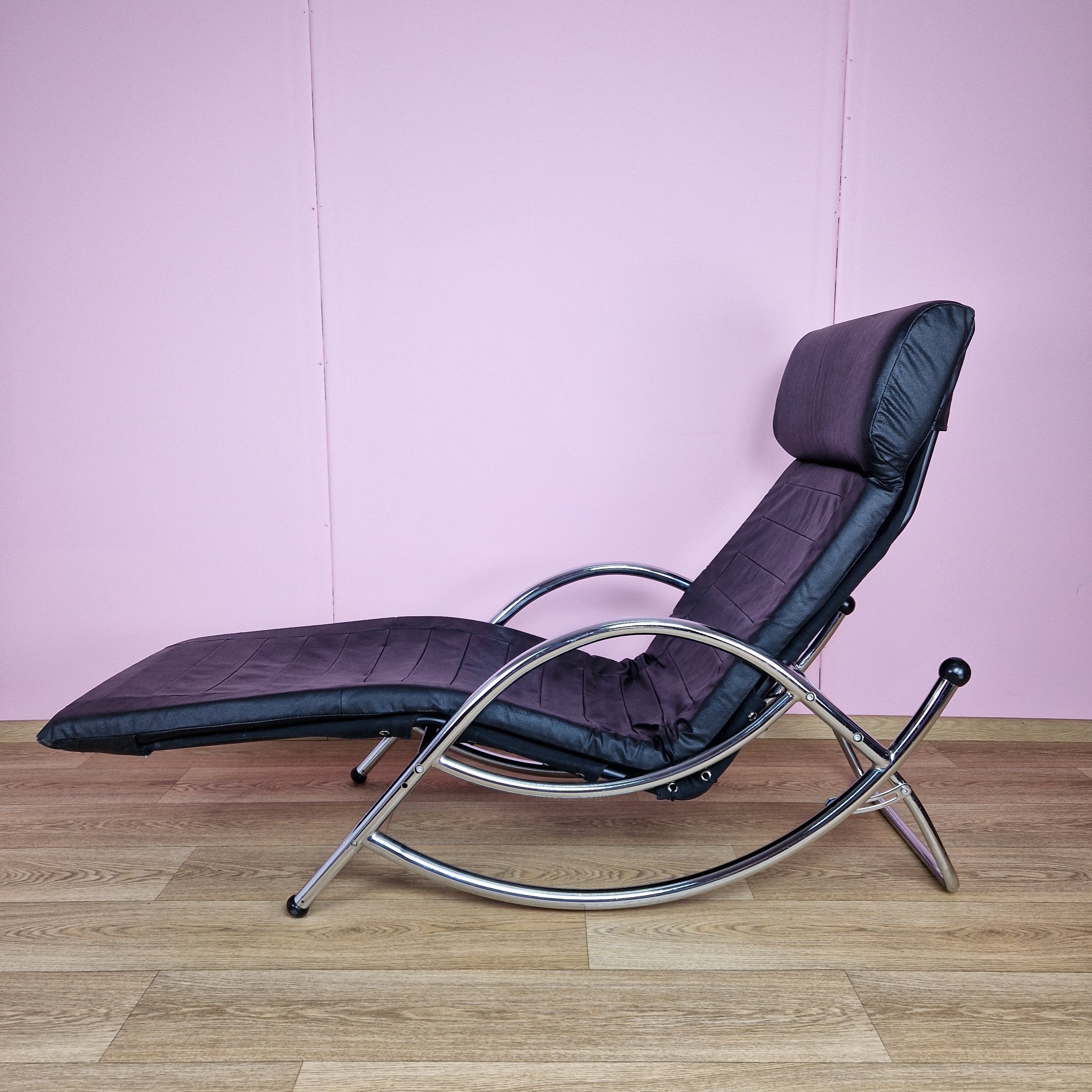 Vintage italian rocking chaise lounge, 1970s