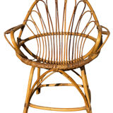 Set of 2 rattan armchairs from the 1960s, France.