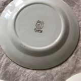 6 assiettes plates Ceranord Saint Amand Beaugency fleurs bords dorés et vert menthe