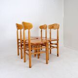 Rainer Daumiller style set of 4 brutalist pine chairs