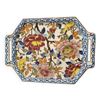 Antique serving dish in Gien earthenware – Japonese floral decoration