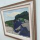 Mid-Century Modern "Outcrop" Swedish Landscape Oil Painting, Framed