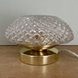 Vintage diamond-point glass globe table lamp