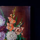 Still life 'Gladioli and Dahlias' Oil on canvas 36x33 signed J.D Vincent