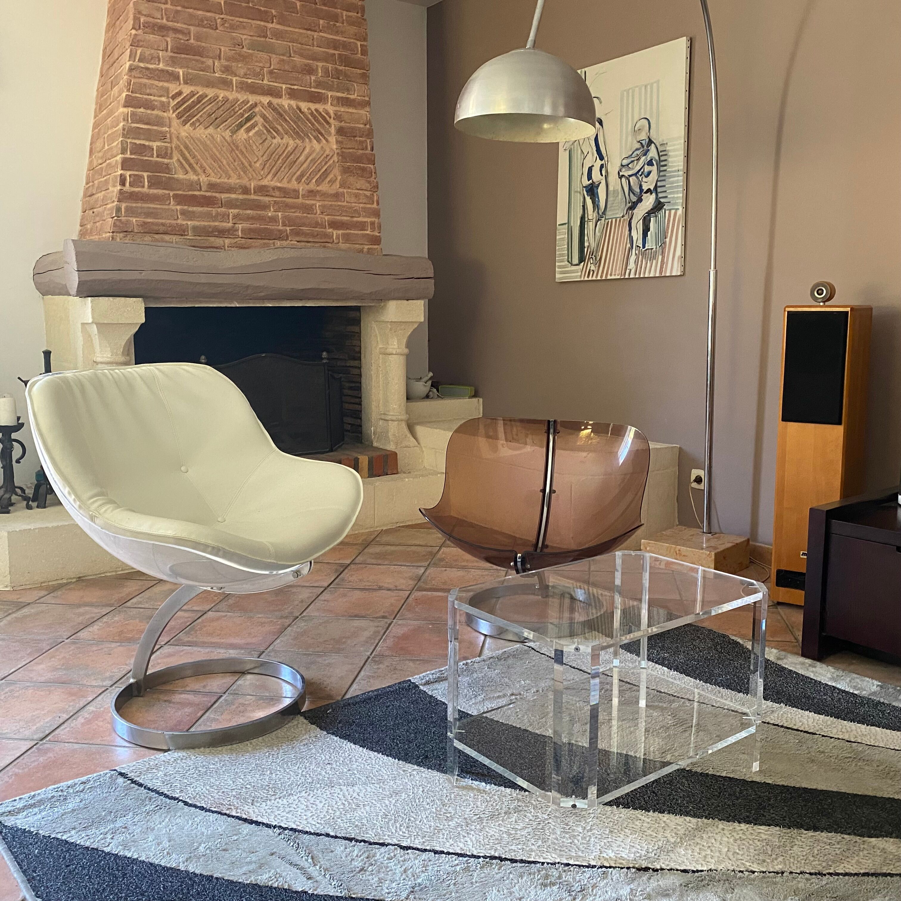 Coffee table David LANGE. 1970. Plexiglass. 60x40.