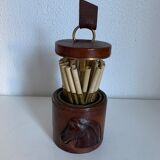 Vintage cigarette holder 1960 Longchamp leather horse - 11 x 10 cm