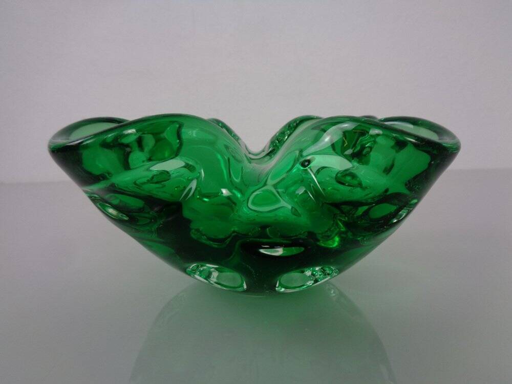 Green Sommerso Murano Glass Ashtray, Italy, 1960s