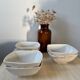 Set of 6 square white porcelain ramekin bowls