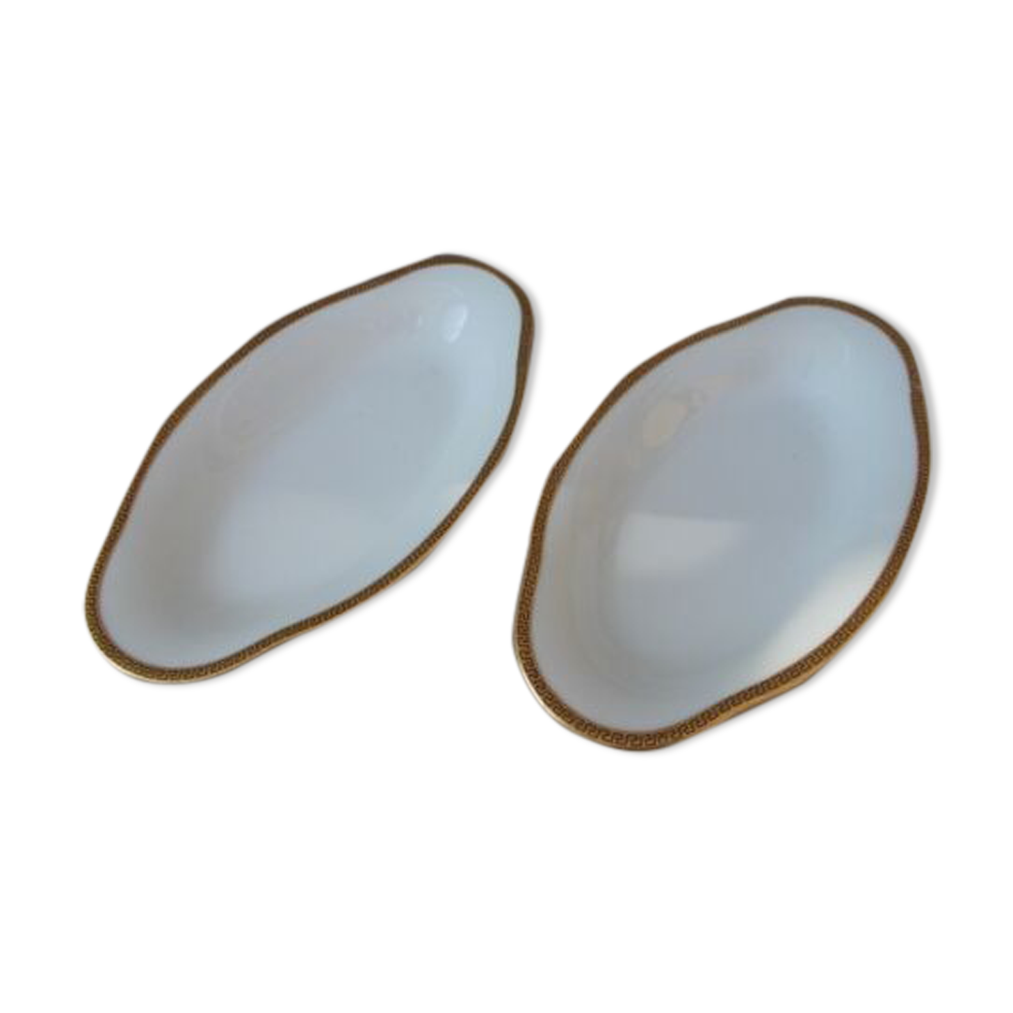 2 Limoges porcelain raviers golden border