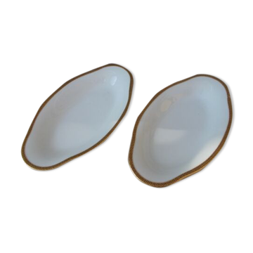 2 raviers porcelaine de Limoges bordure dorée