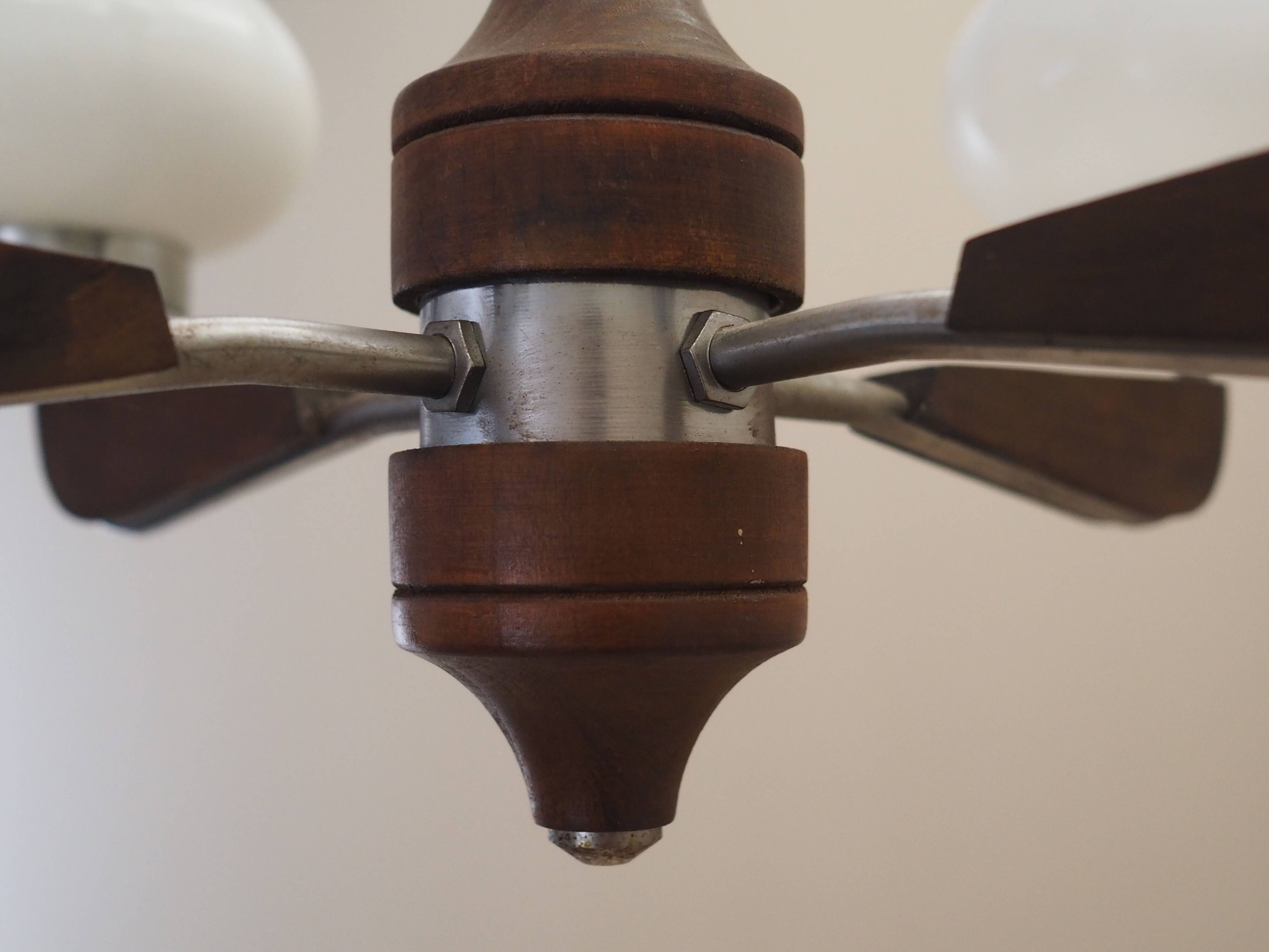 Wooden chandelier, Danish design, 1970s, production: Denmark