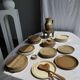 4 assiettes en grès brun