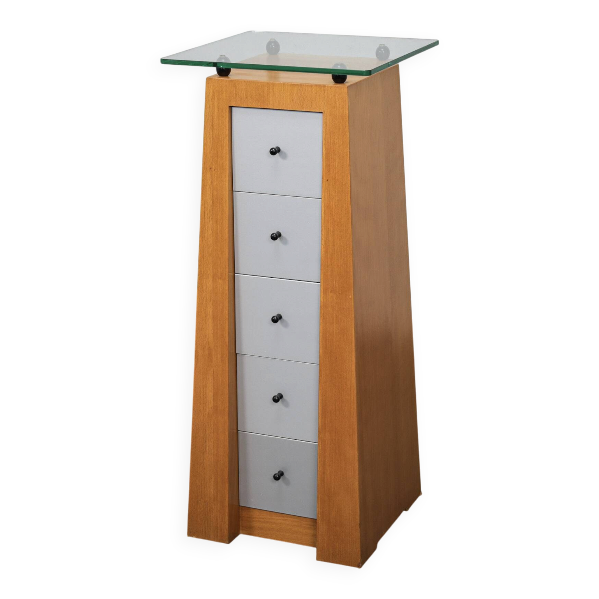 Commode italienne postmoderne avec plateau en verre (années 1980)