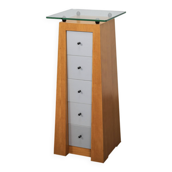 Commode italienne postmoderne avec plateau en verre (années 1980)