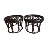 Pair of vintage rattan ottomans
